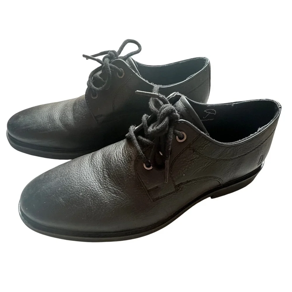 Hush Puppies Mens Black Leather Lace Up Oxford Shoes Size 10.5 Comfort Bounce